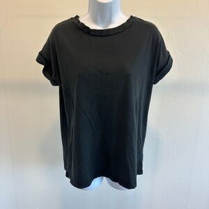 All Saints Charcoal Rolled Sleeve Tee